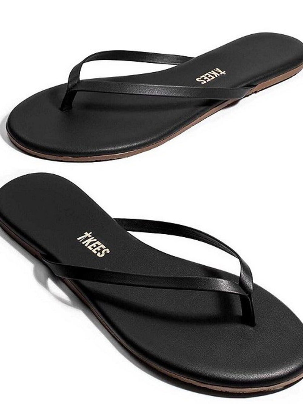 TKEES Women’s Lilly Liners Leather Flip Flop Sandals in Sable Black 6